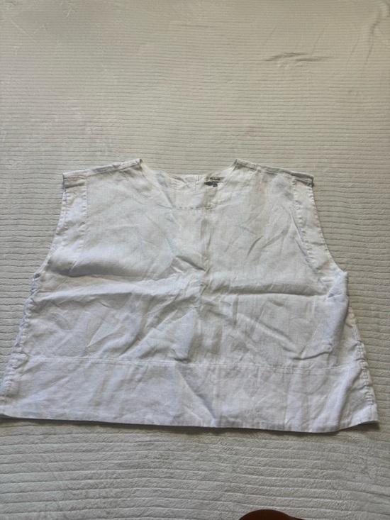 Madewell White Sleeveless 100% Linen-Blend Boxy Tank - Picture 3 of 7